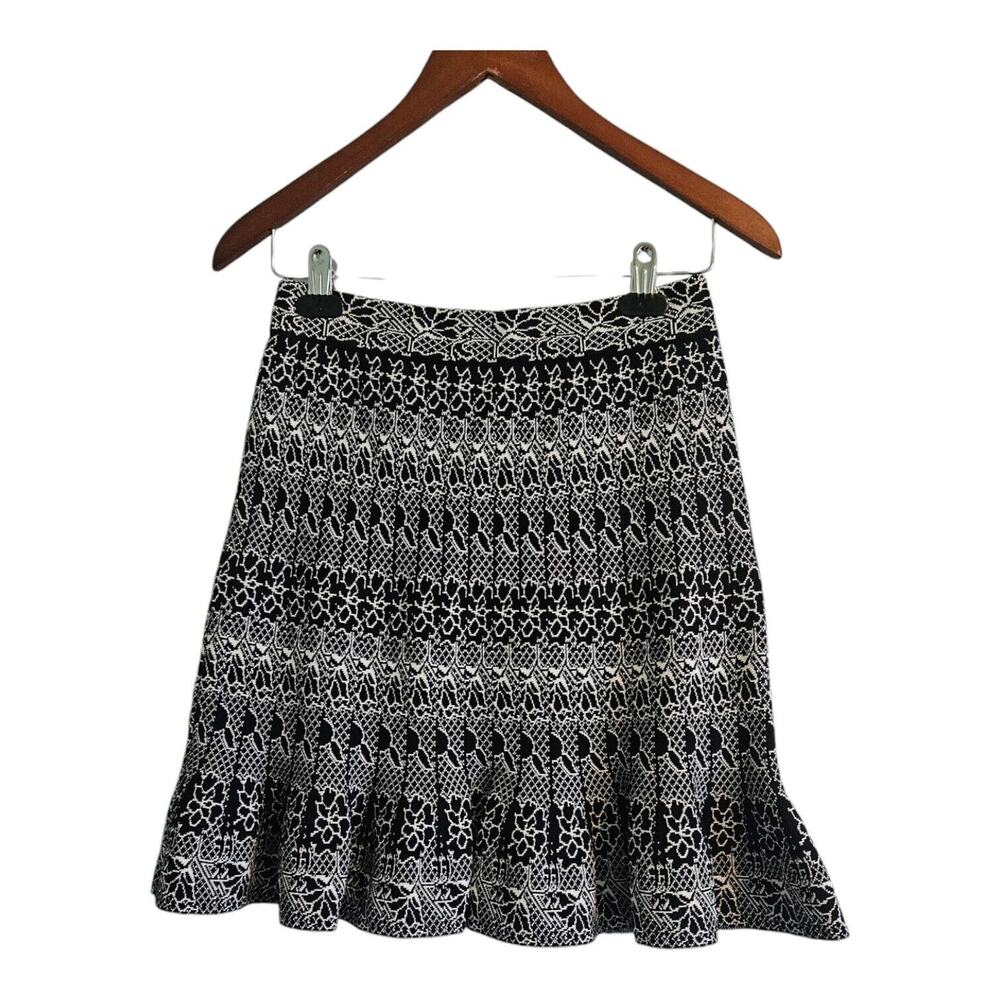 Lilo Sidonio x Molly Bracken Skirt SZ M Black White Floral Thick Stretch Ruffle